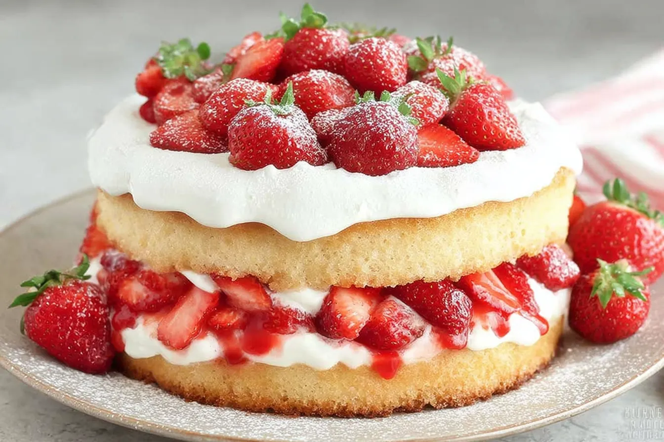 Delicious Strawberry Shortcake Slices Ready to Serve