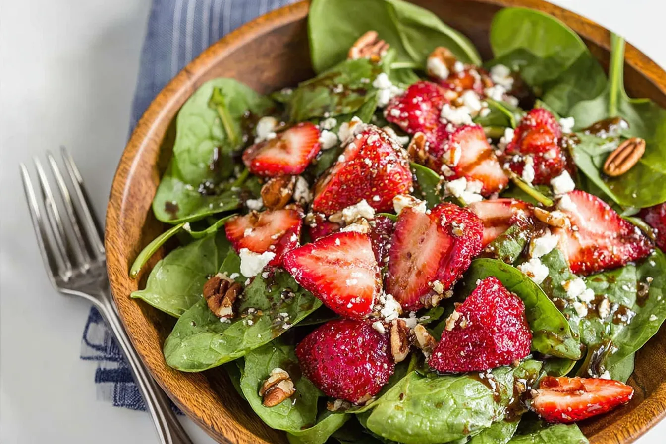 Fresh Strawberry Spinach Salad with Balsamic Dressing