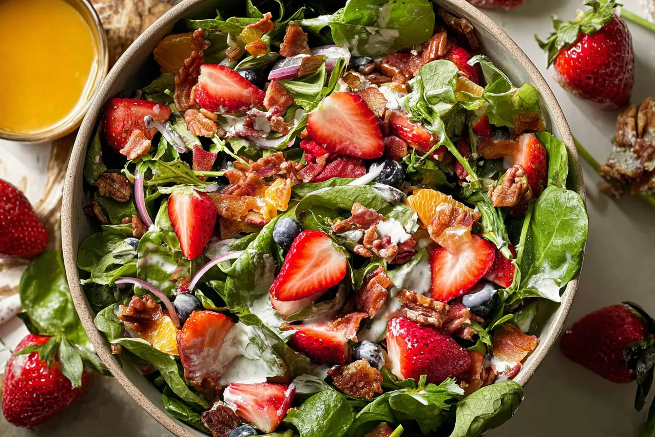 Vibrant Strawberry Spinach Salad with Candied Pecans