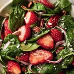 Vibrant Strawberry Spinach Salad on a Rustic Table