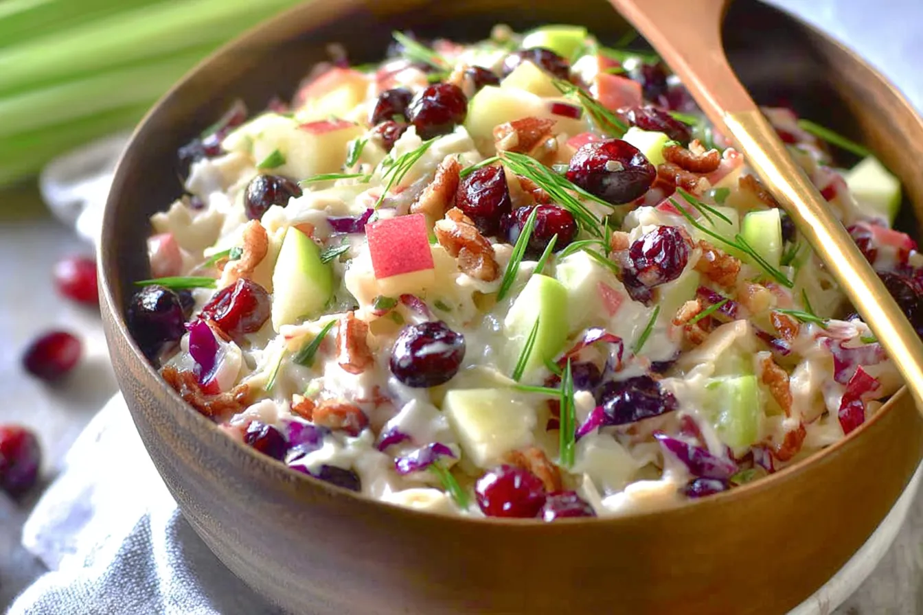Apple Coleslaw with Cranberries - Refreshing Salad Recipe