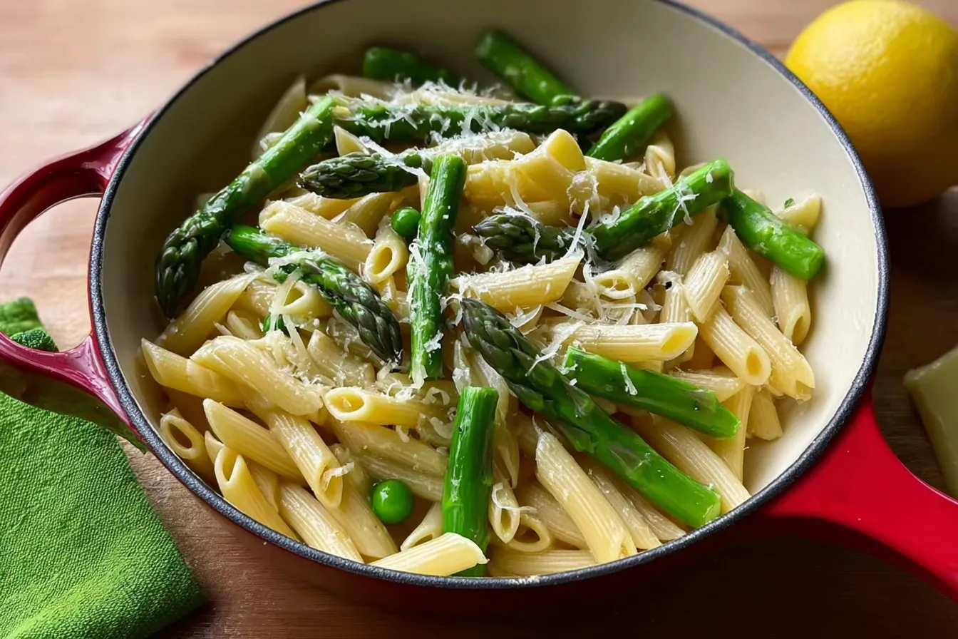 Asparagus and Lemon Pasta Served in a Bowl