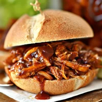 BBQ Pulled Chicken Sandwiches on a Serving Platter