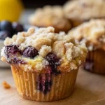 Freshly Baked Blueberry Muffins with Streusel Topping