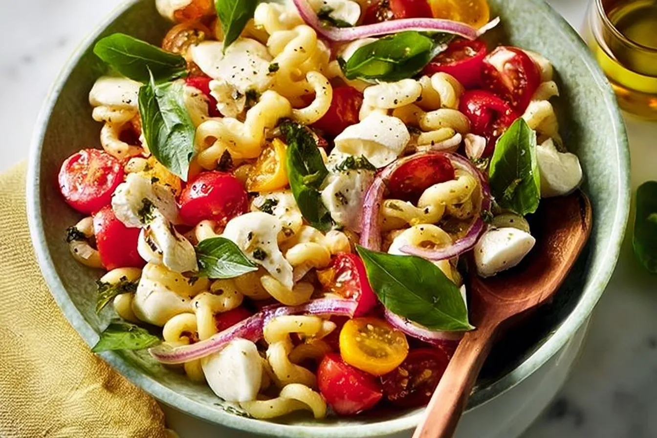 Delicious Caprese Pasta Salad in a Bowl