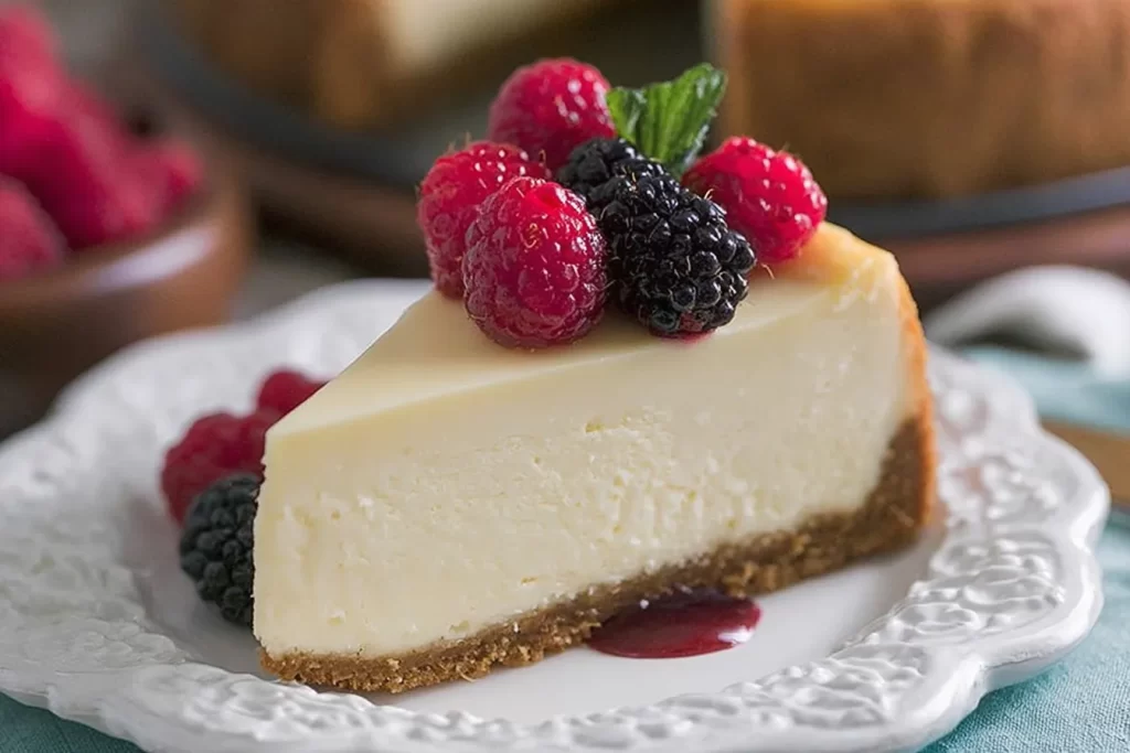 Delicious Homemade Cheesecake Slice Ready to Serve