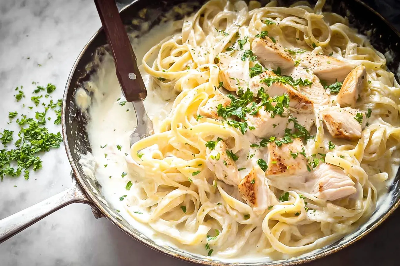 Delicious Chicken Alfredo on a Plate
