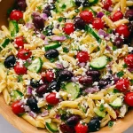 Cold Greek Pasta Salad Close-Up