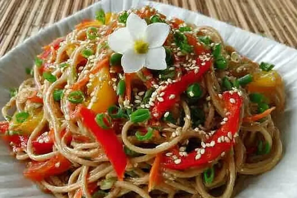 Cold Sesame Noodle Salad in a Bowl