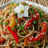 Cold Sesame Noodle Salad in a Bowl