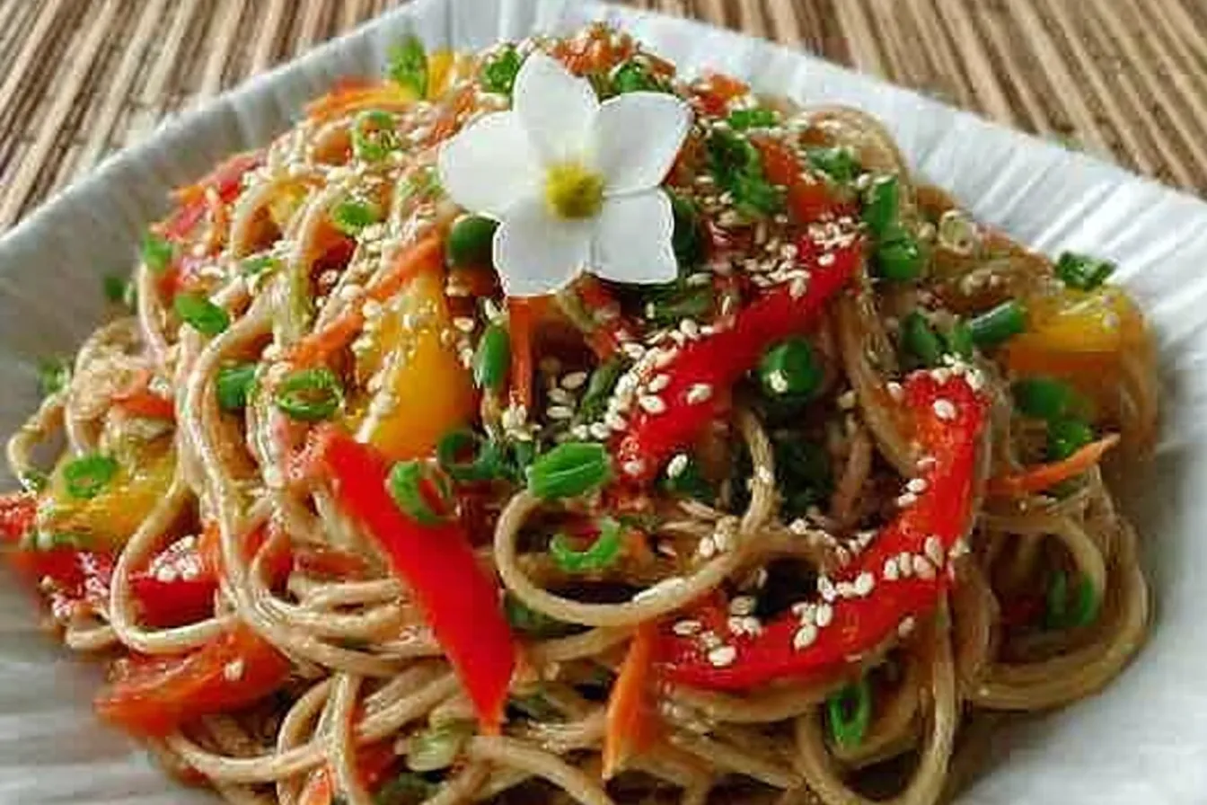 Cold Sesame Noodle Salad in a Bowl