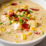 Creamy Corn Chowder in a Rustic Bowl