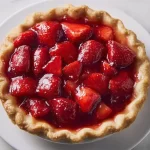 Fresh Strawberry Pie Slice on a Rustic Plate