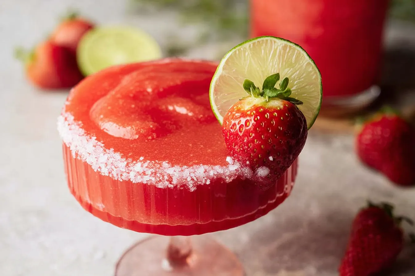 Colorful Frozen Strawberry Margarita Mocktail