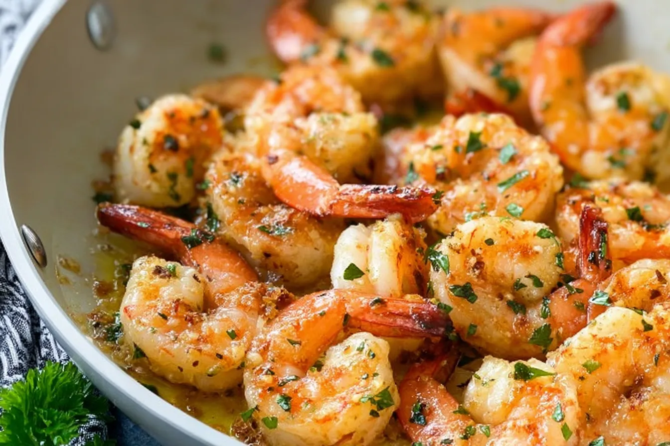 Garlic Butter Shrimp Plated with Fresh Herbs