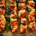 Grilled Chicken Skewers Ready to Serve