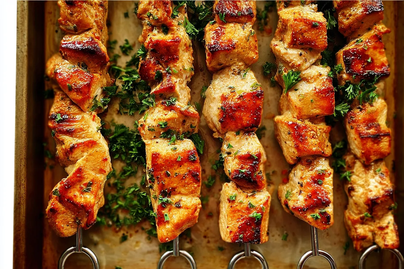 Grilled Chicken Skewers Ready to Serve