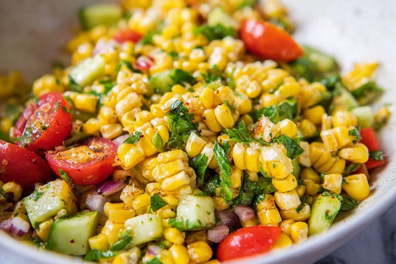 Delicious Grilled Corn Salad with Fresh Vegetables