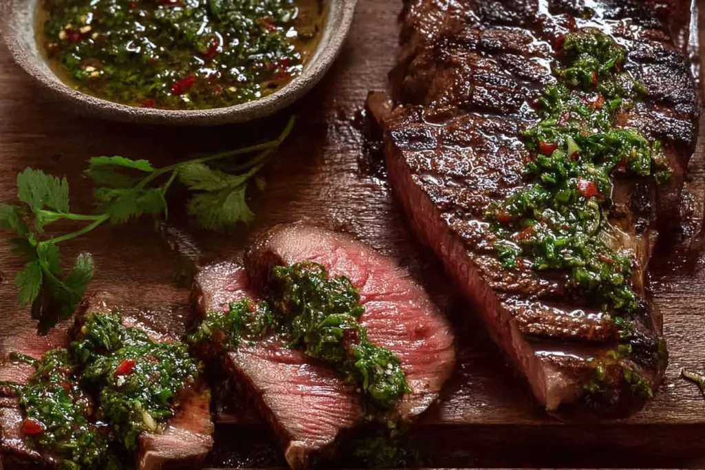 Grilled Steak with Fresh Chimichurri Sauce
