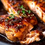 Honey Garlic Grilled Salmon Served on a Plate