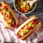 Hot Dogs with Homemade Relish on the Grill