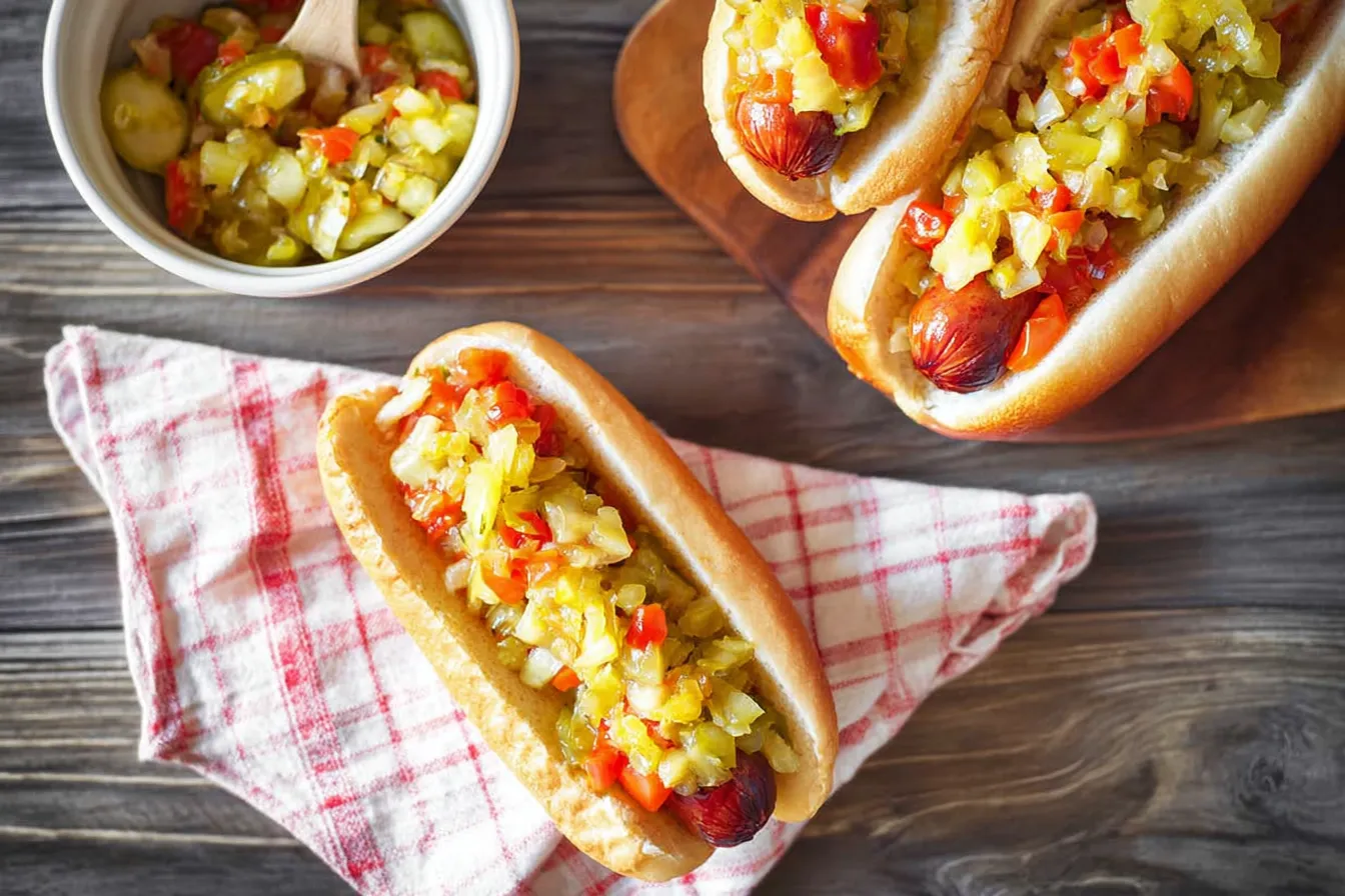 Hot Dogs with Homemade Relish