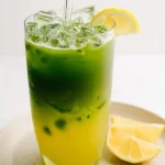 Iced Matcha Lemonade in a Refreshing Glass with Lemon Slices