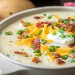 Loaded Baked Potato Soup Garnished with Green Onions