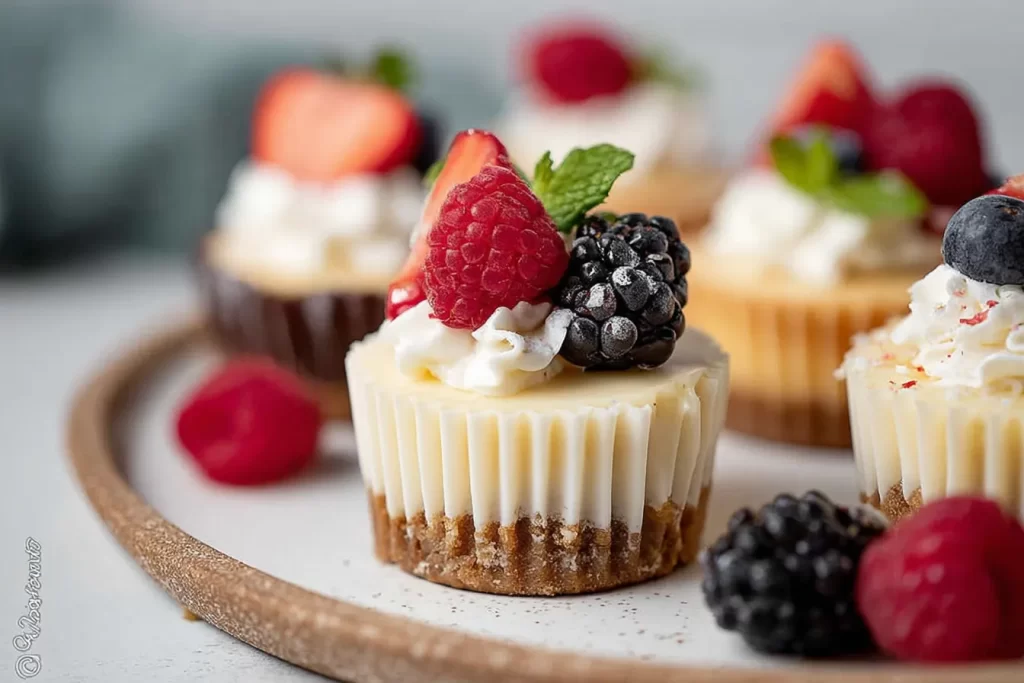 Delicious Mini Cheesecakes on a Elegant Plate