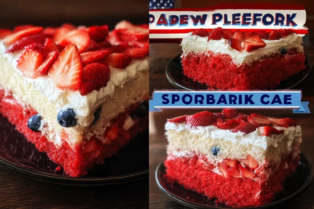 Patriotic Flag Cake - Strawberry and Blueberry Front View