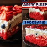 Patriotic Flag Cake - Strawberry and Blueberry Front View