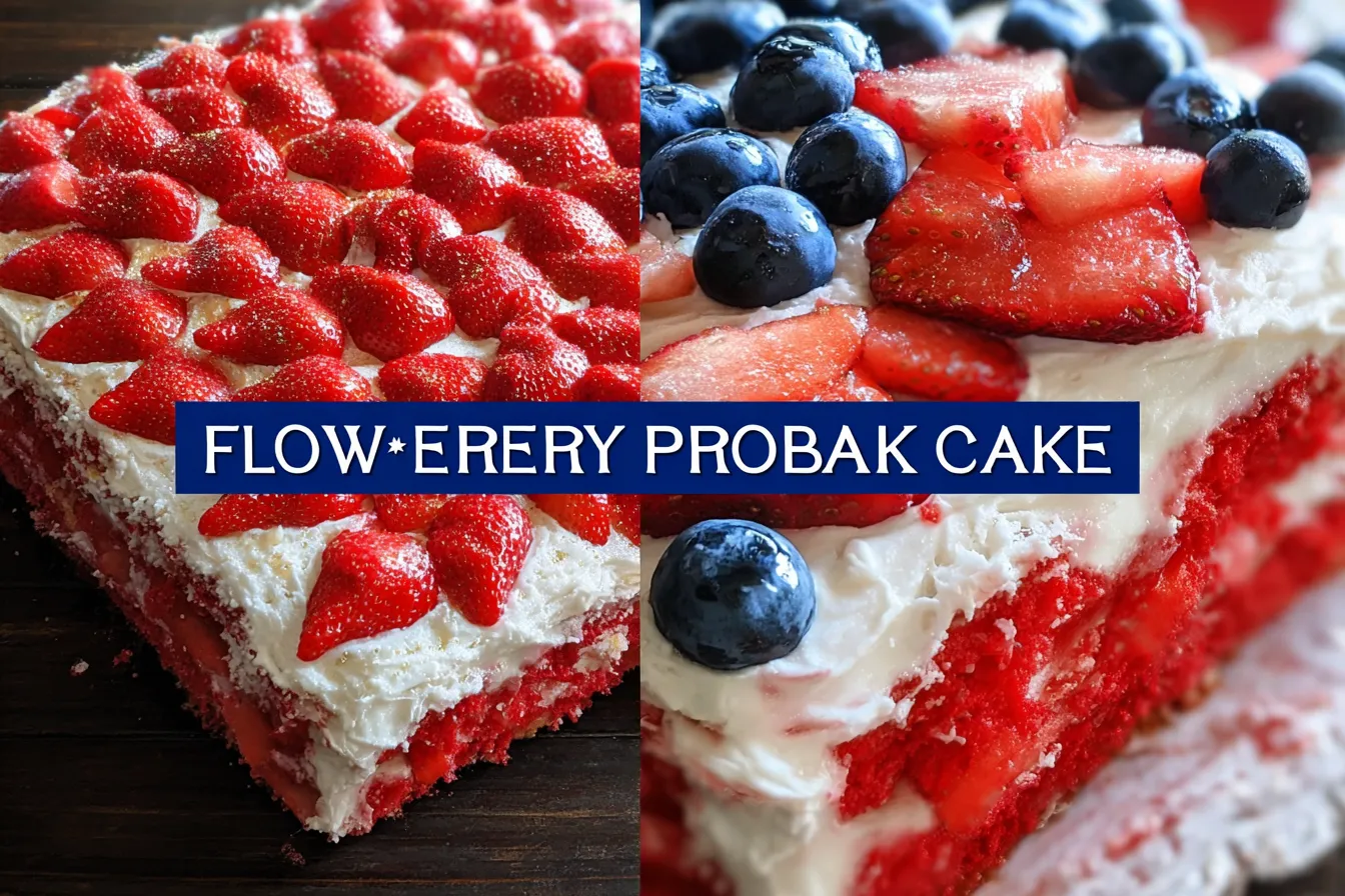 Patriotic Flag Cake - Strawberry and Blueberry