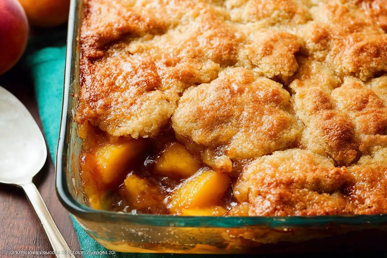 Delicious Homemade Peach Cobbler Fresh Out of the Oven