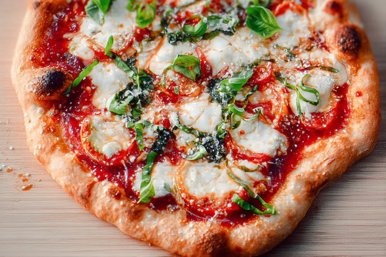 Homemade Pizza Margherita Freshly Baked