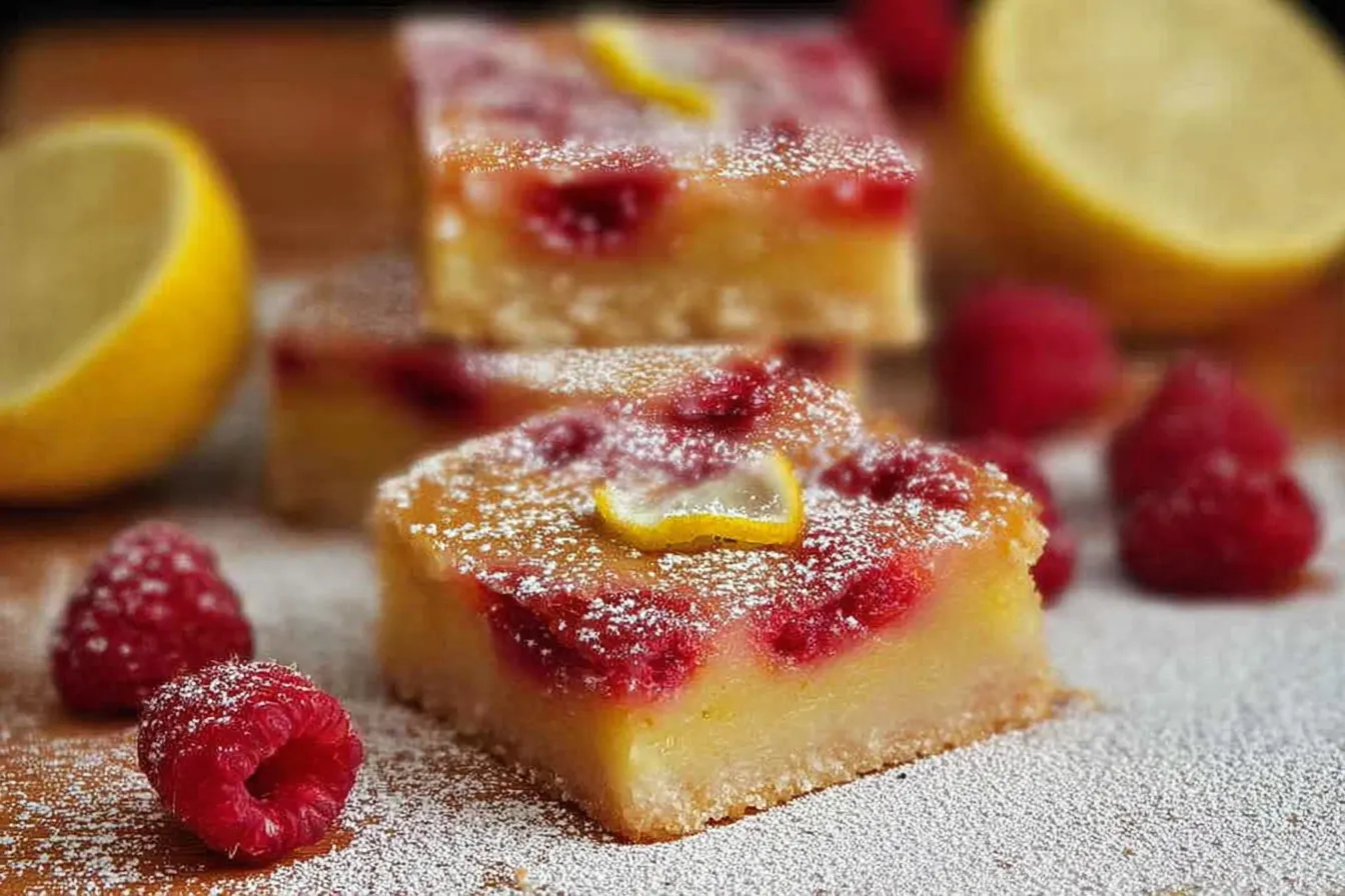 Raspberry Lemon Bars Freshly Baked