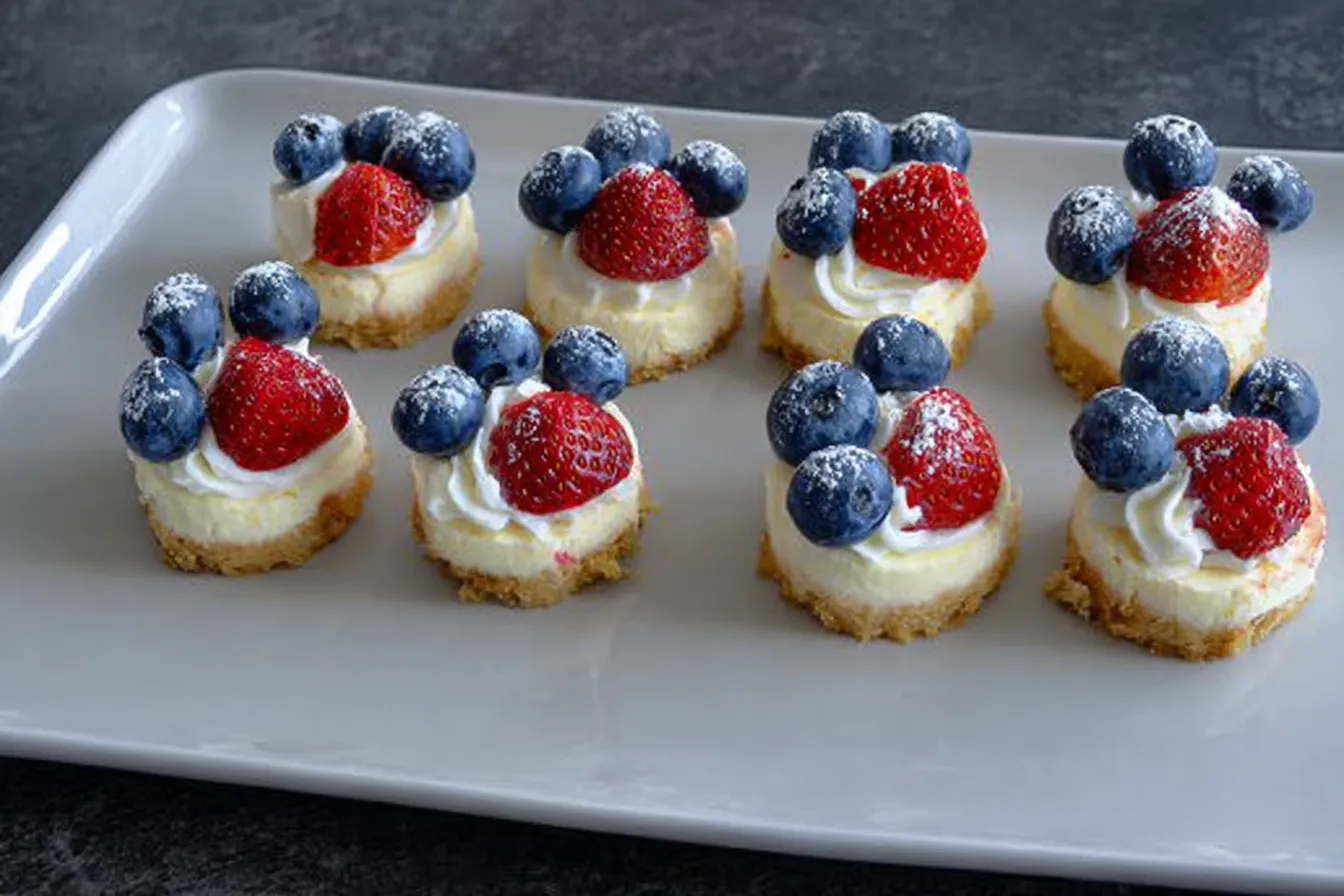 Red White and Blue Cheesecake Bites