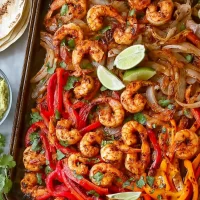 Sheet Pan Shrimp Fajitas Ready to Serve