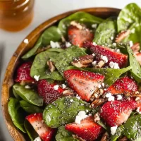 Spinach Strawberry Salad with Poppy Seed Dressing in Bowl