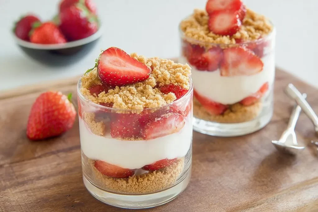 Delicious Strawberry Cheesecake Parfaits Ready to Serve