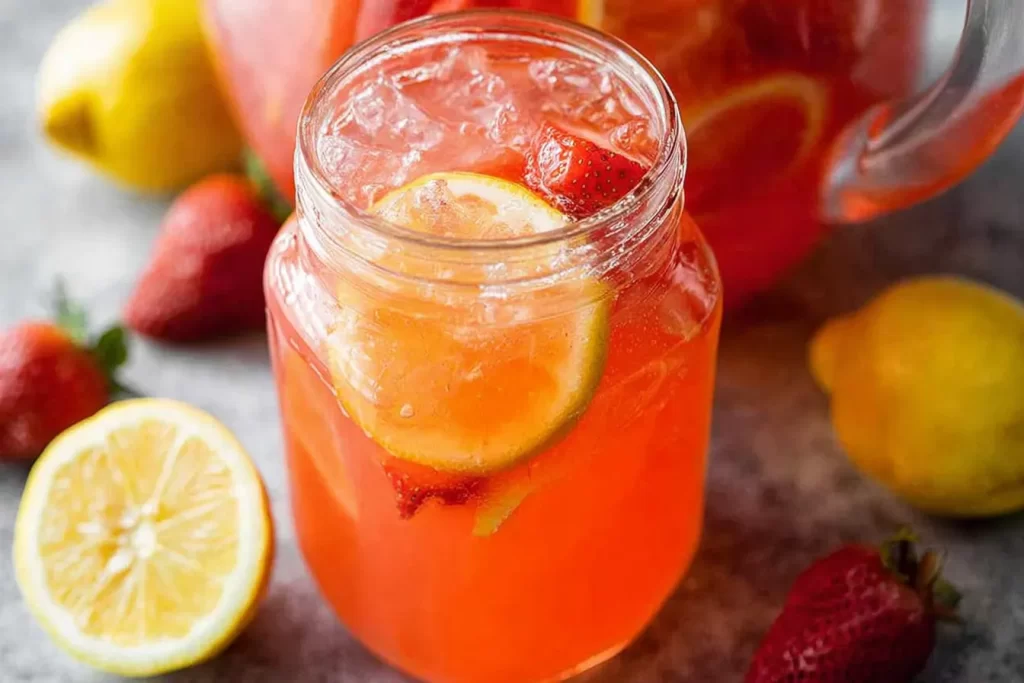Delicious Homemade Strawberry Lemonade in a Glass