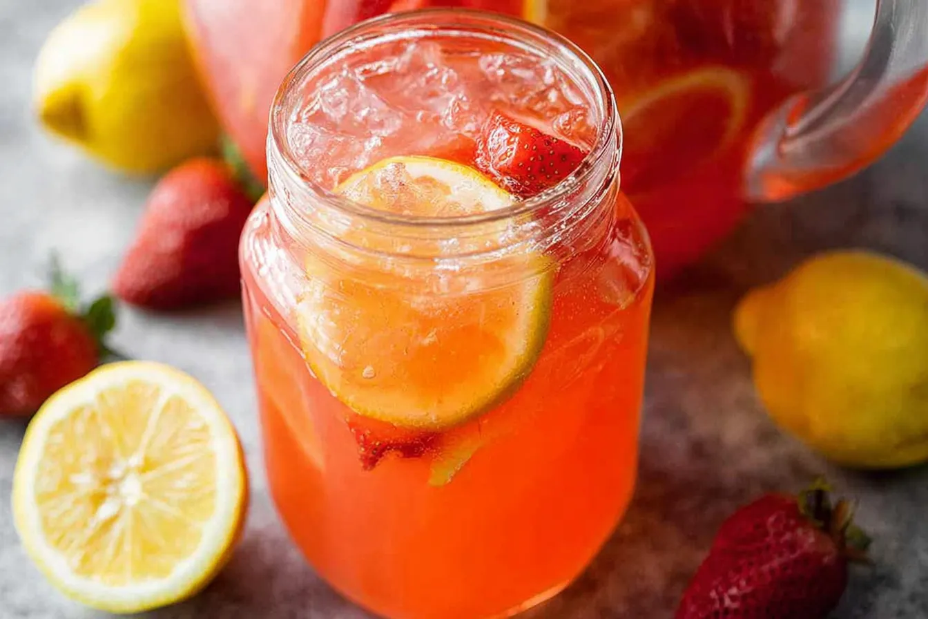 Delicious Homemade Strawberry Lemonade in a Glass