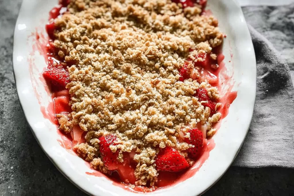 Homemade Strawberry Rhubarb Crisp Fresh From the Oven