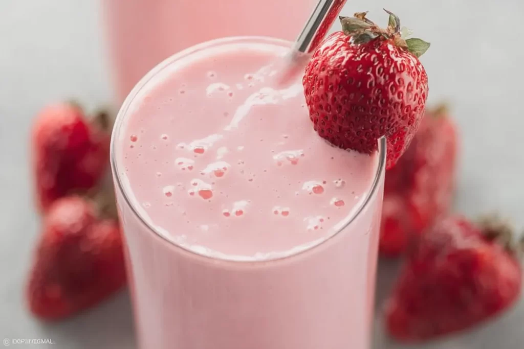 Refreshing Strawberry Smoothie in a Glass