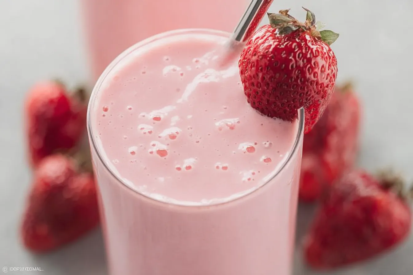 Refreshing Strawberry Smoothie in a Glass