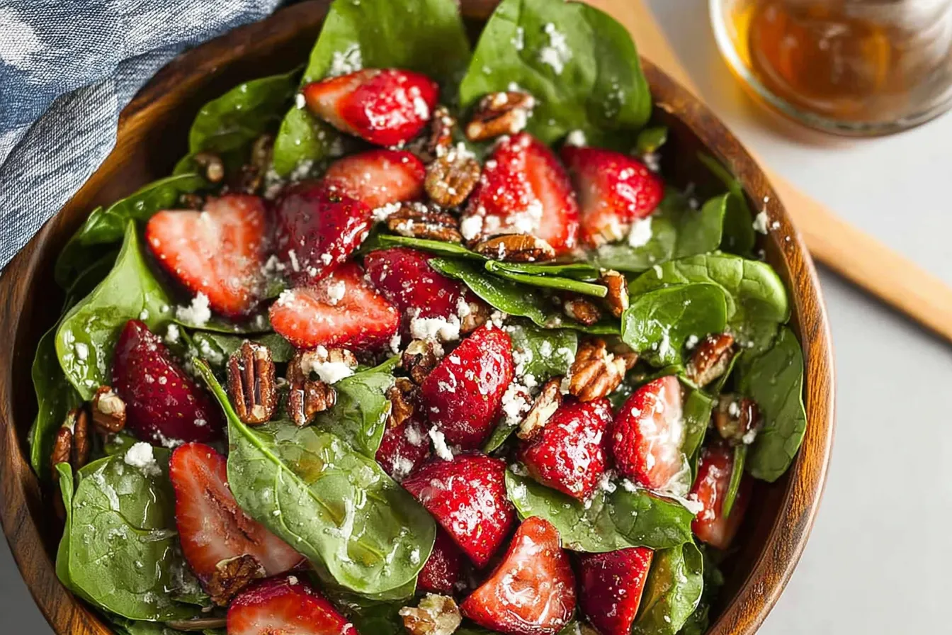 Vibrant Strawberry Spinach Salad in a Bowl