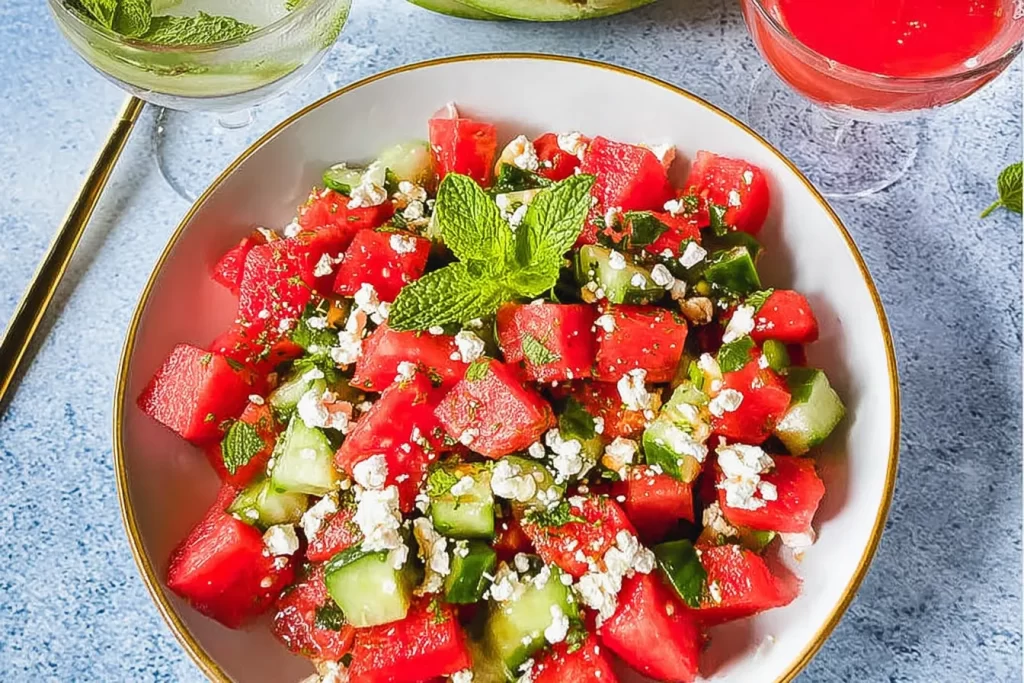 Watermelon Feta Mint Salad Platter - Refreshing Summer Dish