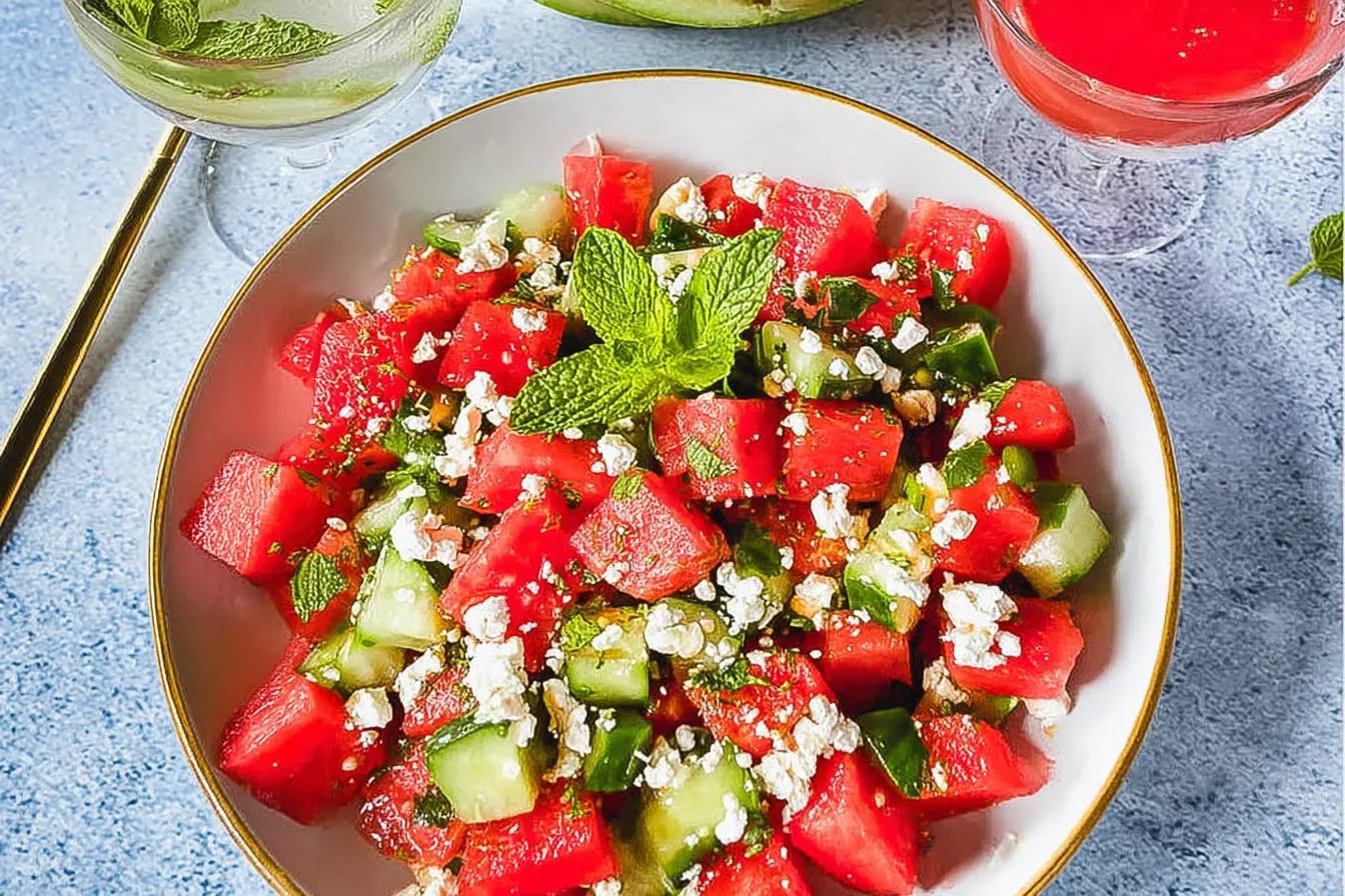 Watermelon Feta Mint Salad Platter - Refreshing Summer Dish