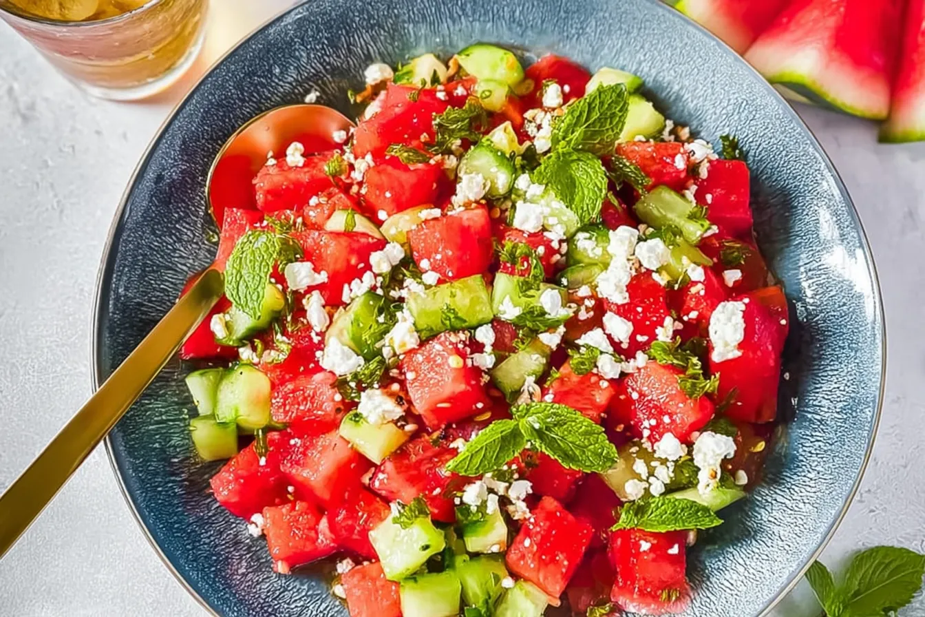 Colorful Watermelon Salad in a Bowl