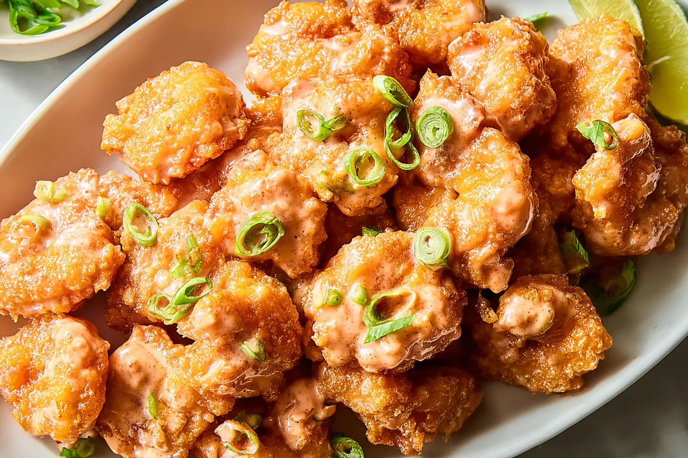Delicious Air Fryer Bang Bang Shrimp Plated