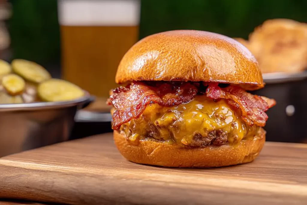 Delicious Bacon Cheeseburger Ready to Serve